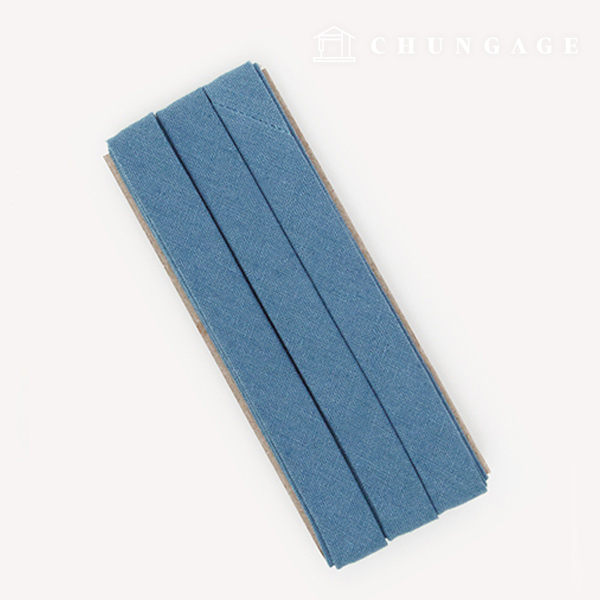 Bias Tape Natural Cotton Linen 15mm Slate Blue 75512