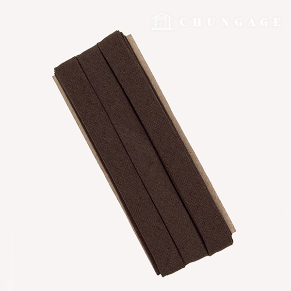 Bias tape Natural cotton linen 15mm Choco brown 75510