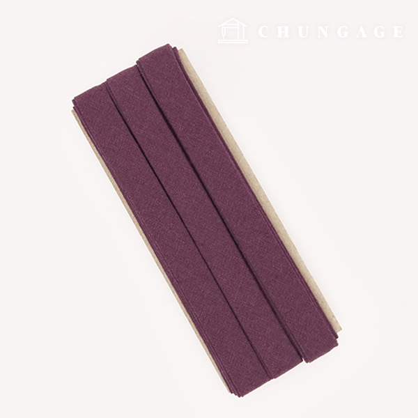 Bias Tape Natural Cotton Linen 15mm Purple 75514