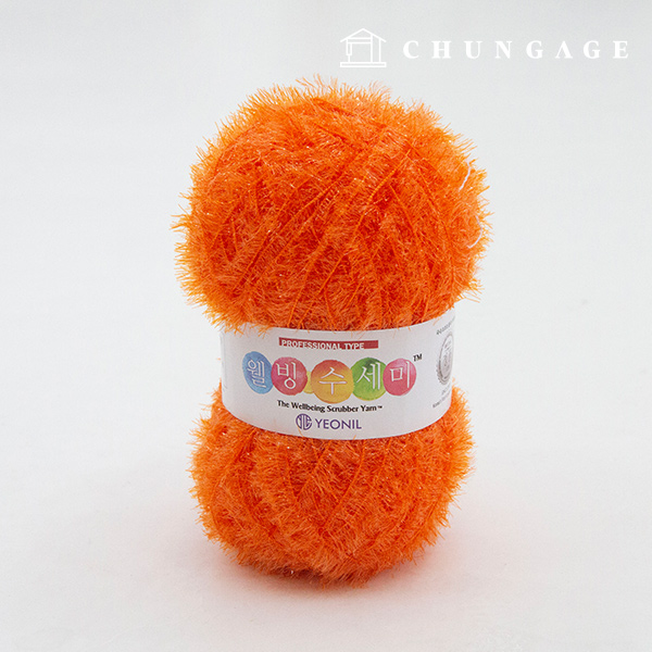 Well-being scrubber yarn glitter knitting yarn scrubber knitting Orange 007