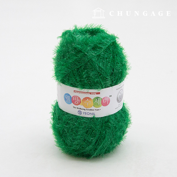 Well-being scrubber yarn glitter knitting yarn scrubber knitting jungle green 014