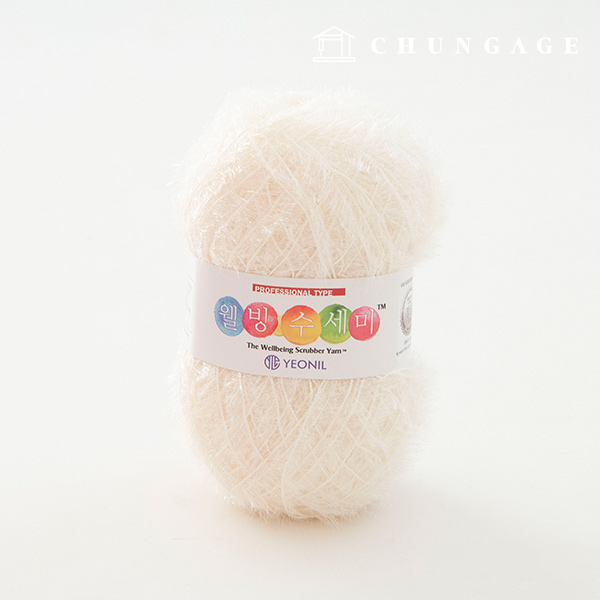Well-being scrubber yarn Glitter knitting yarn Scrubber knitting Ivory 024