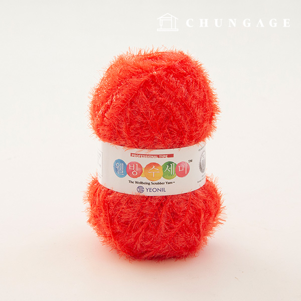 Well-being scrubber yarn glitter knitting yarn scrubber knitting orange red 067