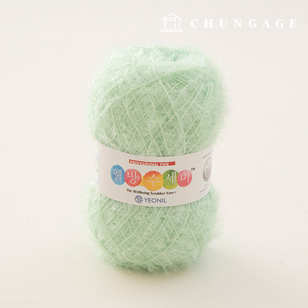 Well-being scrubber yarn glitter knitting yarn scrubber knitting pale emerald 074