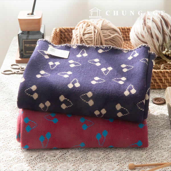 2 types of brushed fabric, yarn-dyed jacquard cherry knit fabric