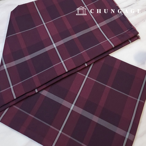 Check Fabric Memory Poly Cloth Clothing Fabric Wide Width Wine Check