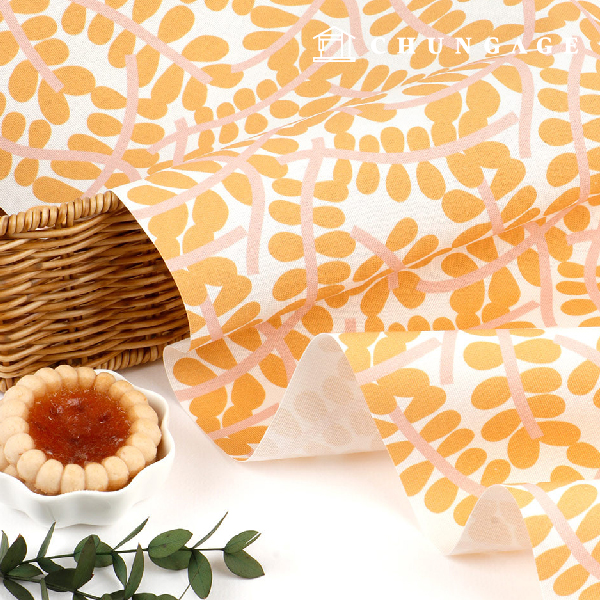 Oxford fabric cotton 20 count Eco-friendly DTP Wide Width Tropic Leaf Orange
