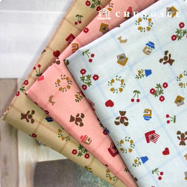 Oxford fabric, cotton 20 count fabric, 3 types of mini teddies