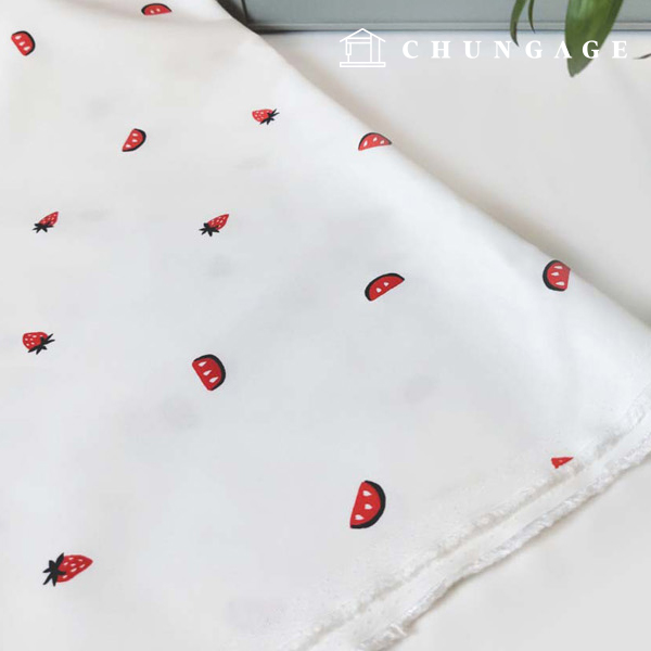 Cotton Blend Fabric Nylon Span Strawberry Watermelon White