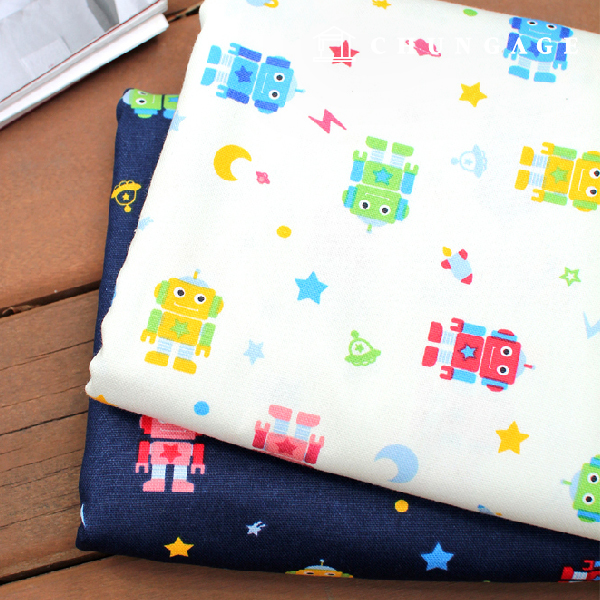 Oxford fabric cotton 20 count Fabric Hello Robot 2 types