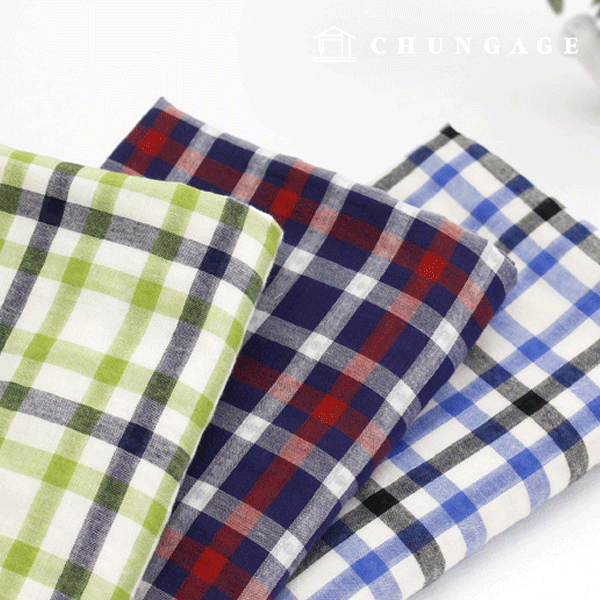 3 kinds of double gauze fabric yarn-dyed cotton Wide Width Check