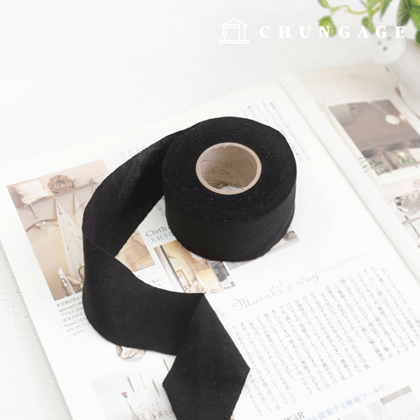 Cotton Bias Organic Single Daimaru 4cm Black