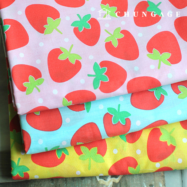 3 types of sweet strawberry cotton blend fabric
