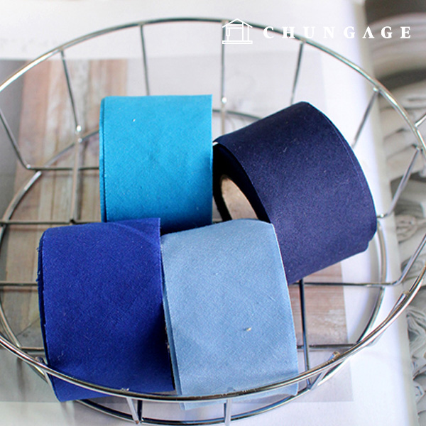 Roll bias tape cotton blend plain blue 4 types