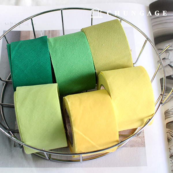 Roll bias tape cotton blend plain yellow green 6 types