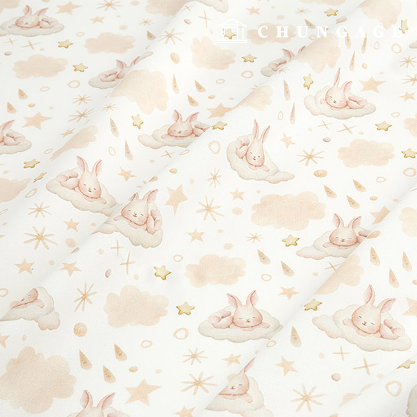 Eco-friendly antibacterial and anti-inflammatory fabric E-DTP cotton20 count Dreaming Rabbit