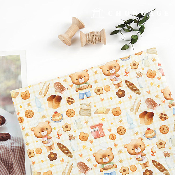 Eco-friendly antibacterial and anti-inflammatory fabric E-DTP cotton20 count Patisserie Bear