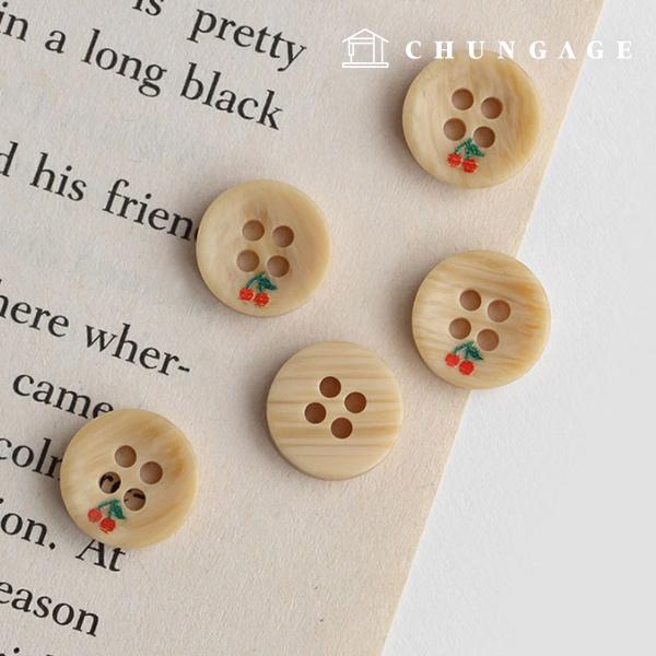 Plastic Coat Button Dress Shirt Suit Blouse Mini Cherry Beige