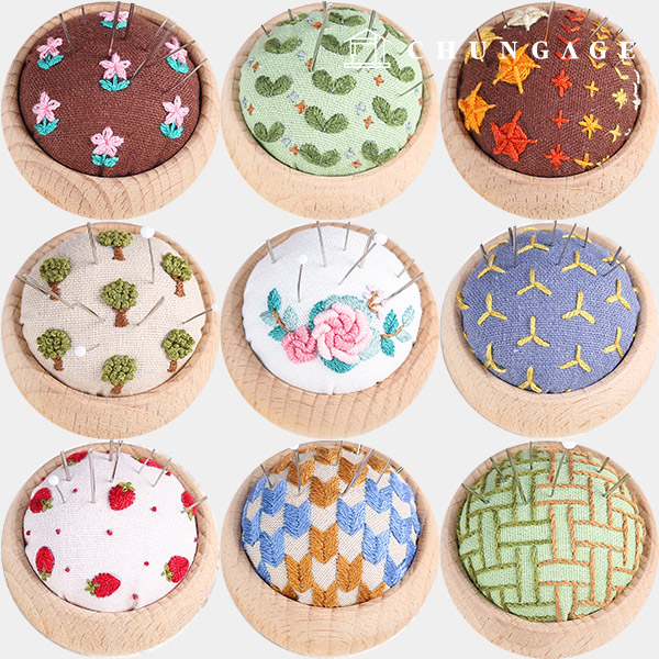 French embroidery package DIY kit textbook Flower wooden pin stick pin cushion making 31 types