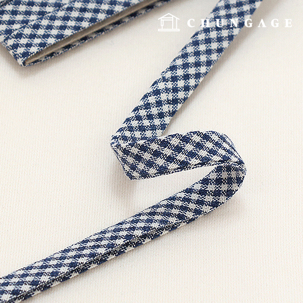 cotton bias tape vintage pastel 10mm Navy Check 85657