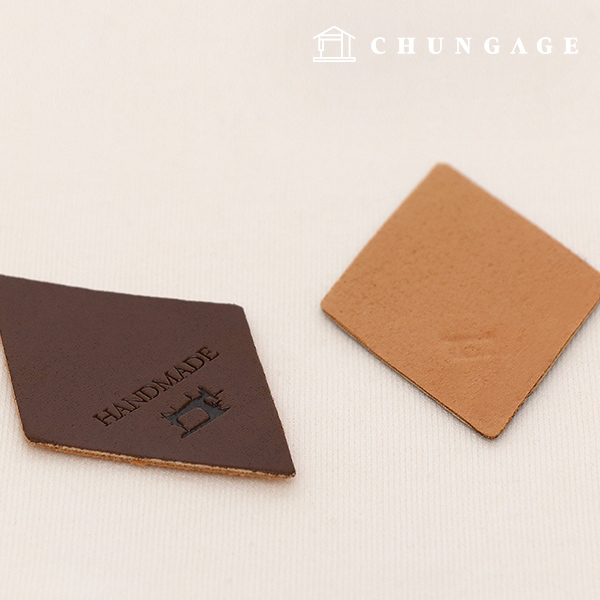Handmade leather label diamond Choco brown 2 pieces 72833