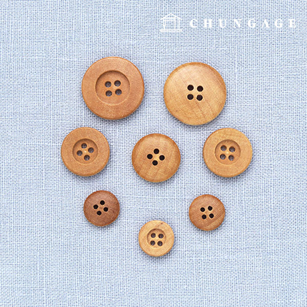 Vintage Wood Button 13mm Natural Double Round Button 47866