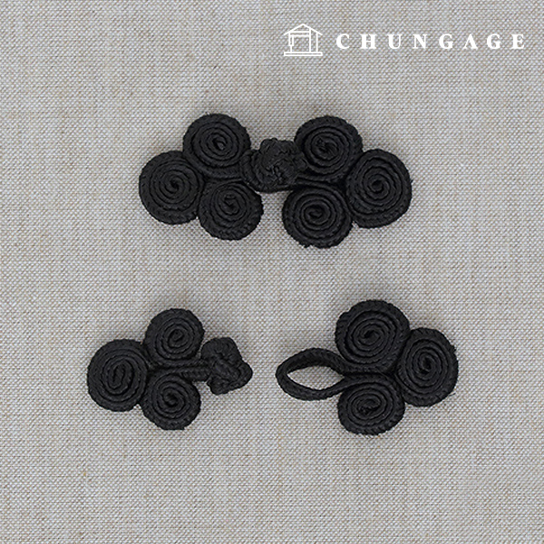 Hanbok decoration nylon snail knot decoration black 4 pairs 48099
