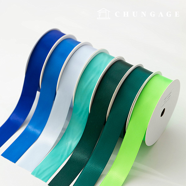Satin Ribbon Packaging Ribbon Tape String Ribbon Craft 25mm Green Blue 7 Types