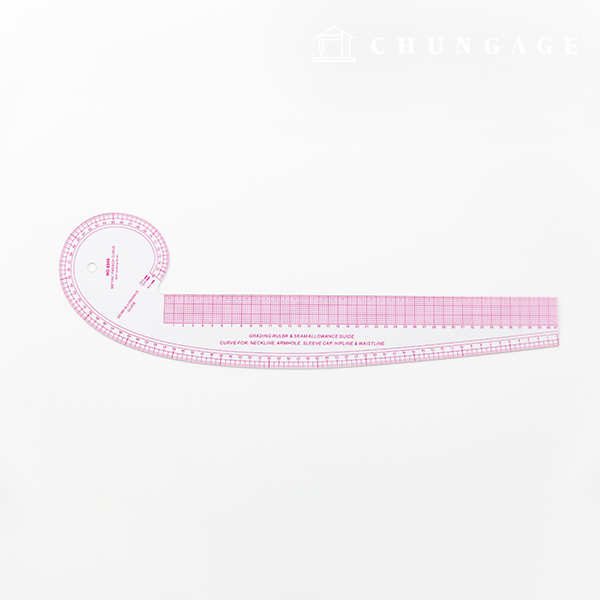 Grading ruler, right angle ruler, armhole ruler, curve ruler, seam allowance 76cm