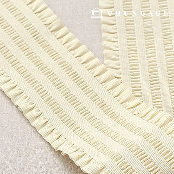 Waist Elastic Band Romantic Pleated Belt Elastic Band 70mm Beige 47652