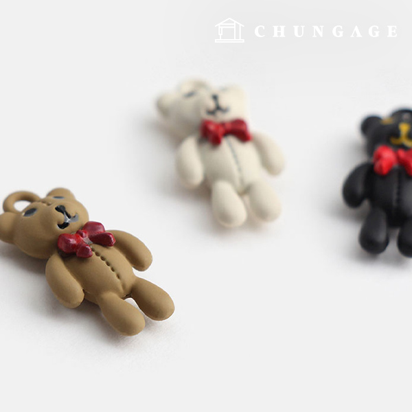 Mini charm decoration keyring making bowknot teddy bear set of 3 87755