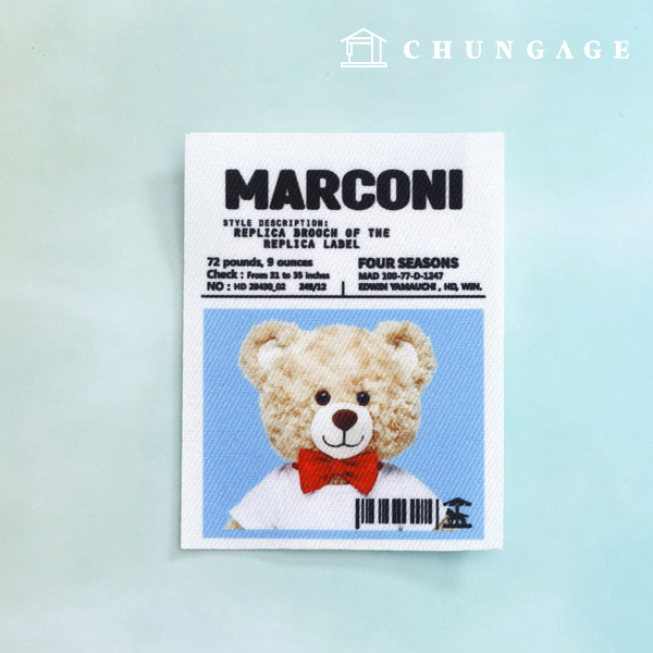 Decorative label label patch Marconi teddy bear bow tie 58849