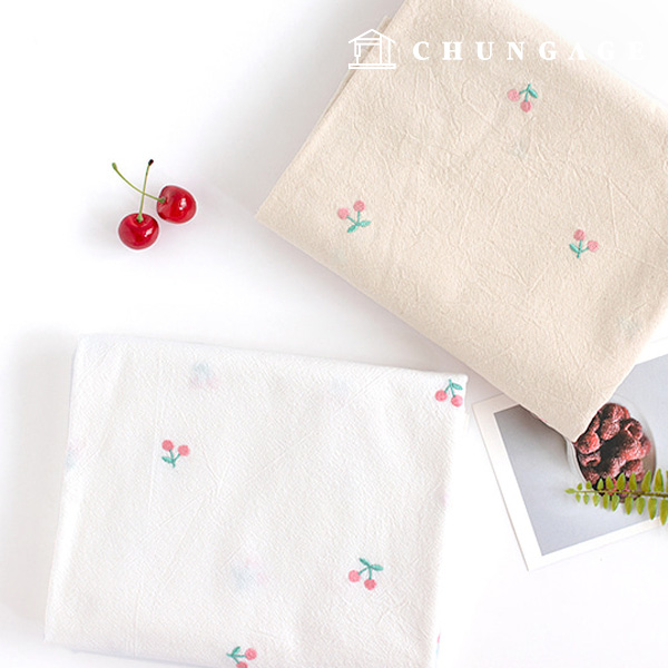 1yard Cotton Cloth Embroidery Fabric Bio Washing Cotton20 Count Wide Width Honey Cherry 4 Types