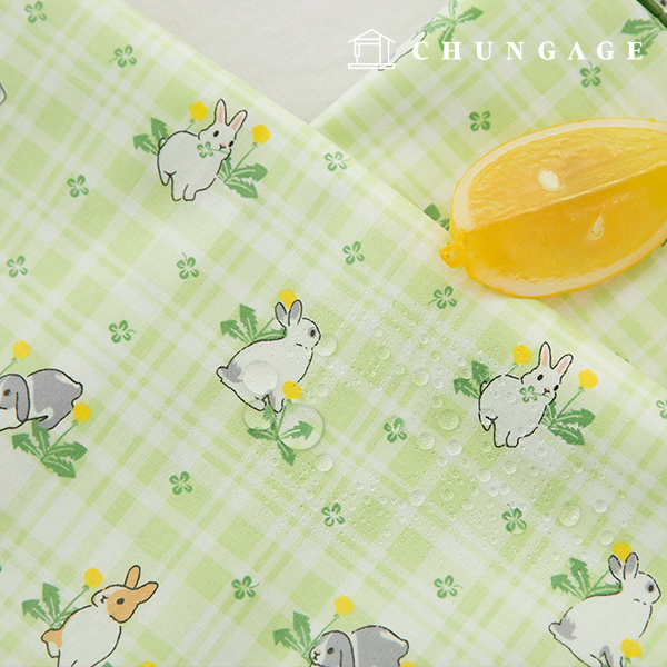 1yard Waterproof Cloth Check Floral rabbit fabric Laminate TPU Waterproof Fabric Joyful Bunny