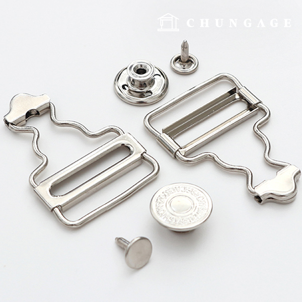Suspenders and Trouser Rings Set 25mm Silver 48285