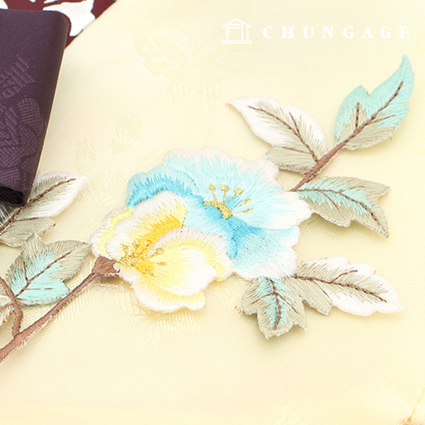 Hanbok decoration Hanbok accessories Mokdan flower embroidery Sky&Yellow 73886