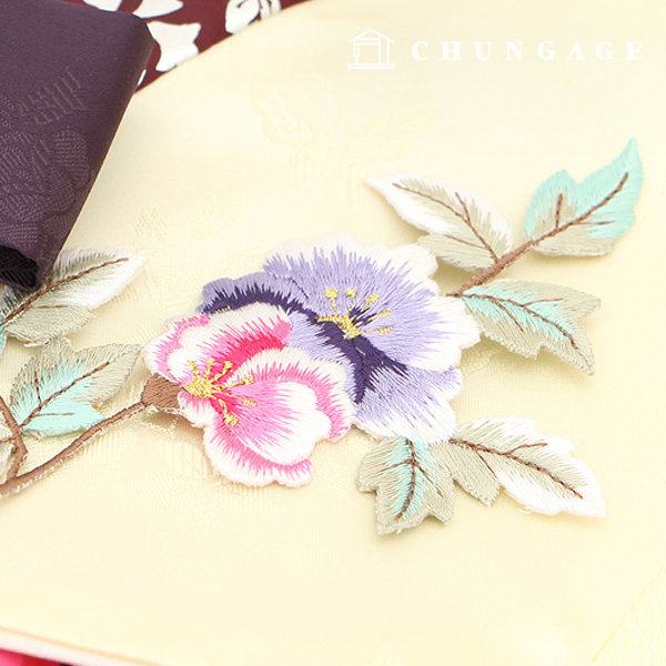 Hanbok decoration Hanbok accessory material Mokdan flower embroidery Purple&Pink 73885