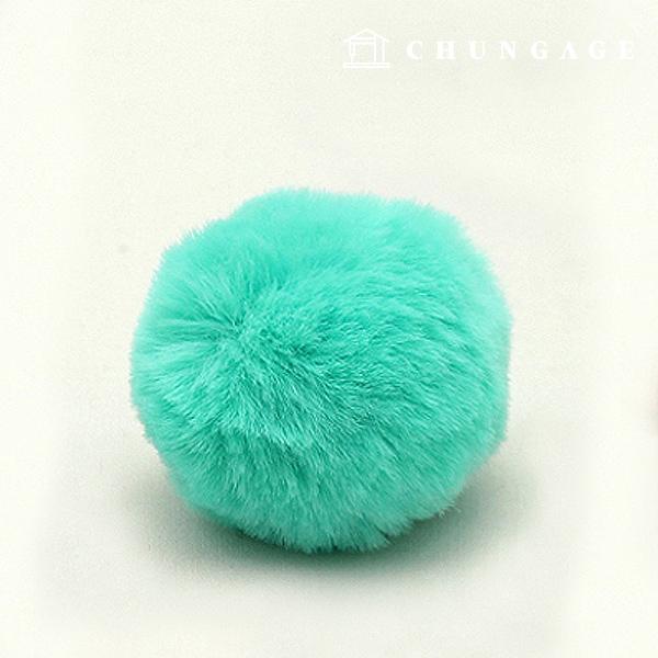 Fur bell decoration pom-pom pastel 40mm vivid mint 71378