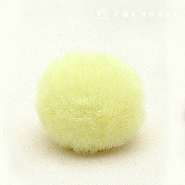 Fur bell decoration pom pom pastel 40mm yellow 71380