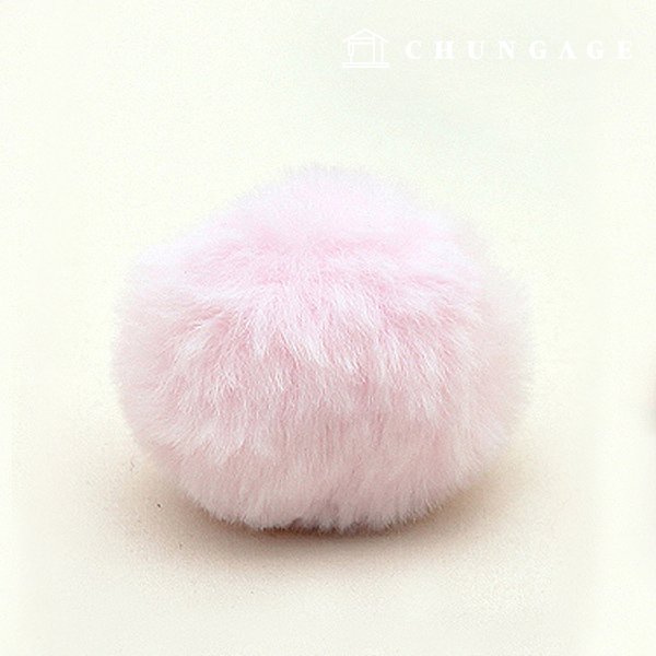 Fur bell decoration pom pom popping poppy pastel 40mm Pink 71383