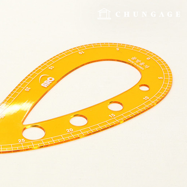 Curved ruler water drop type grading armhole ruler simple yellow 11768