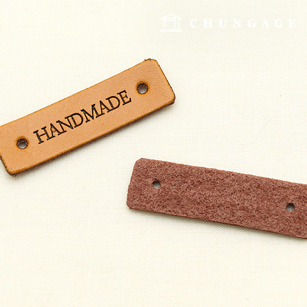 Leather label vintage label Basic handmade caramel brown 48100