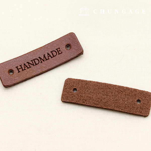 Leather label vintage label Basic handmade coffee brown 48100