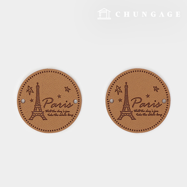 Leather Label Vintage Soft Circle Eiffel Tower 32537