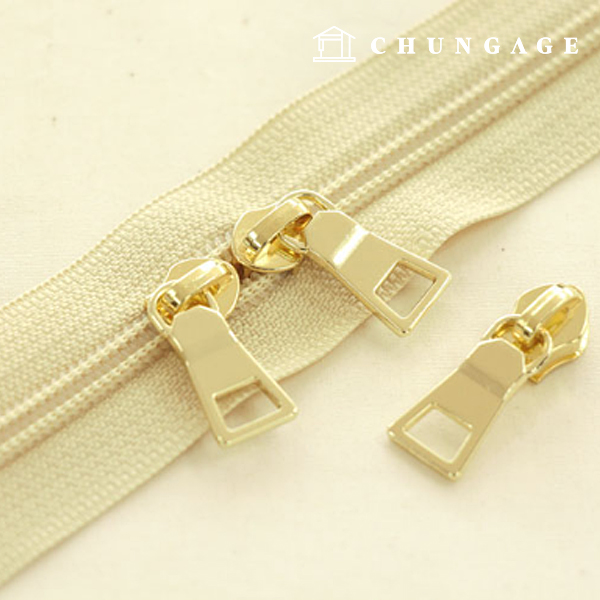 Roll Zipper Coil Zipper Home Fashion Zipper 100cm Solid Beige 60039