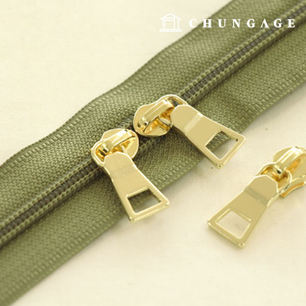 Roll Zipper Coil Zipper Home Fashion Zipper 100cm Solid Khaki 60037