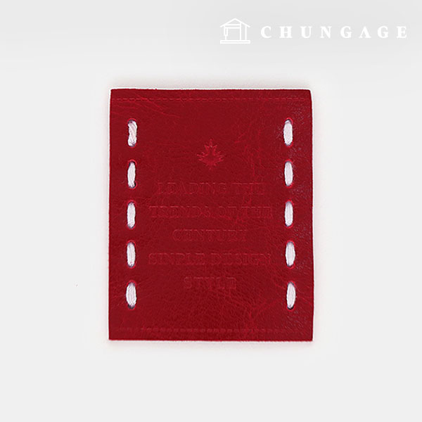Leather label Vintage stitch key point Red 83284