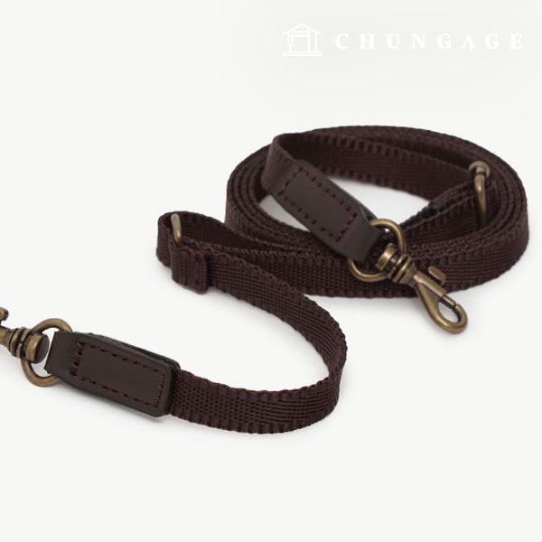 Waving Strap Bag Webbing Strap 10mm Slim Cross Handle Dark Brown 76321