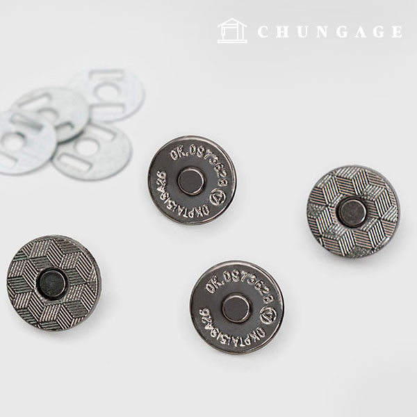 Magnetic Button Round 14mm Slim Metal Gray 48567