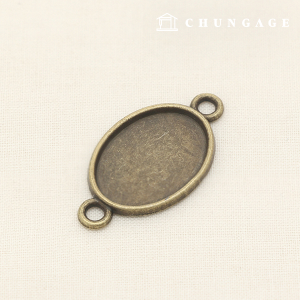 Charm decoration Vintage double ring ellipse mini pendant antique gold 73524